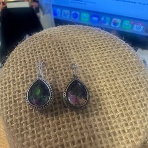 Elegant Mystic Quartz Silver Teardrop Earrings